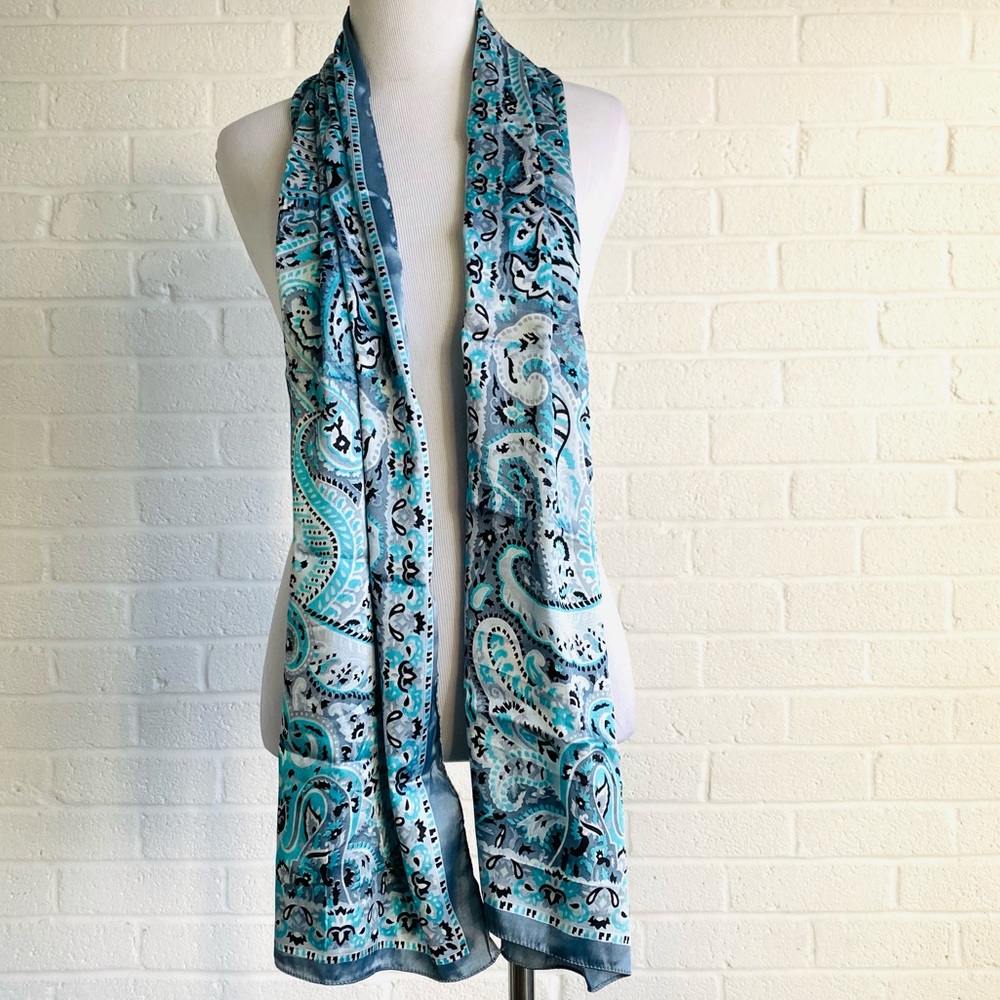 Blue Paisley Skinny Scarf Wrap